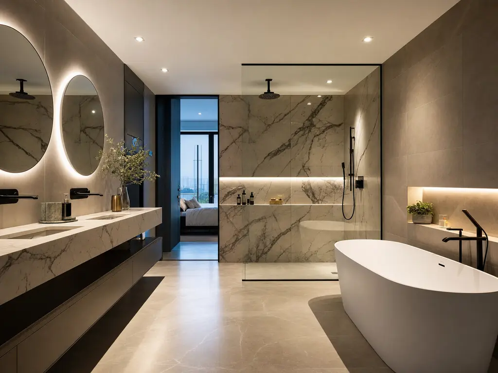 Baño reformado con ducha de obra y alicatado completo